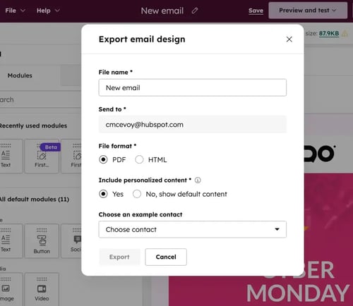 Marketing-e-mails exporteren