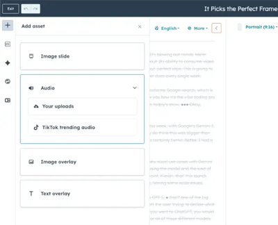 Video-editor in marketing hub